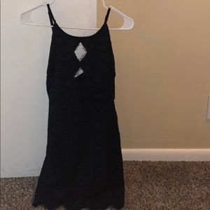 Lace Scalloped Black Dress